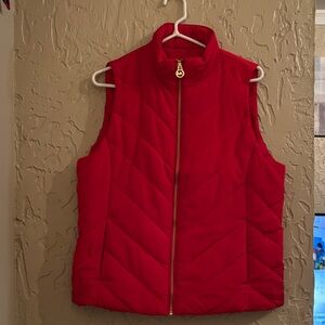 Michael Kors Red Quilted Vest with Gold Zipper.  NWT